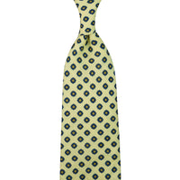 Shibumi-Flower Printed Linen Tie - Pale Yellow - Hand-Rolled