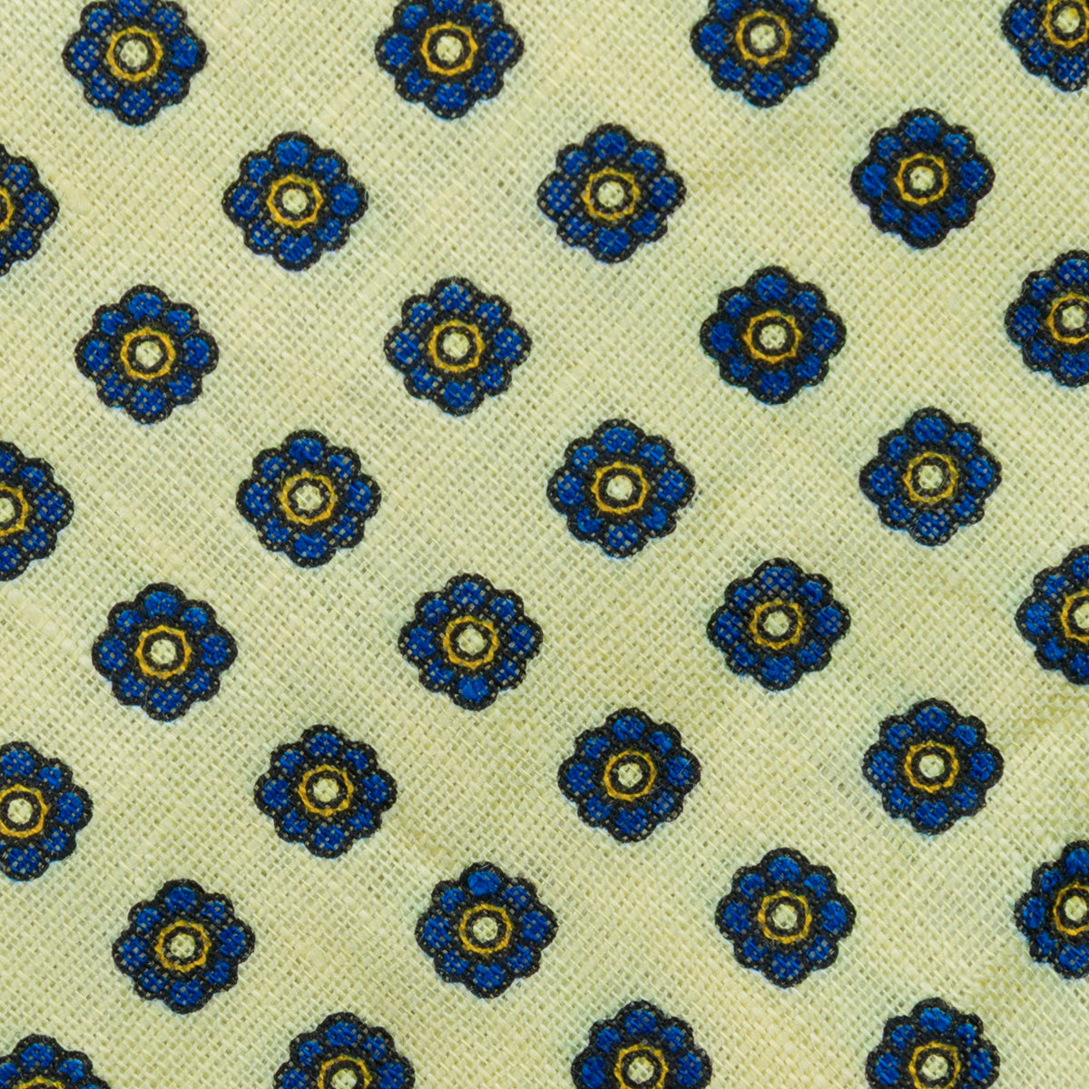 Shibumi-Flower Printed Linen Tie - Pale Yellow - Hand-Rolled
