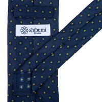 Shibumi-Flower Printed Linen Tie - Navy - Hand-Rolled