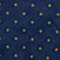 Shibumi-Flower Printed Linen Tie - Navy - Hand-Rolled