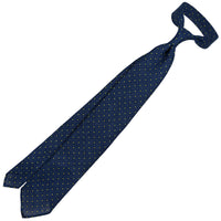 Shibumi-Flower Printed Linen Tie - Navy - Hand-Rolled