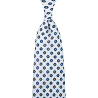Shibumi-Flower Printed Linen Tie - White - Hand-Rolled