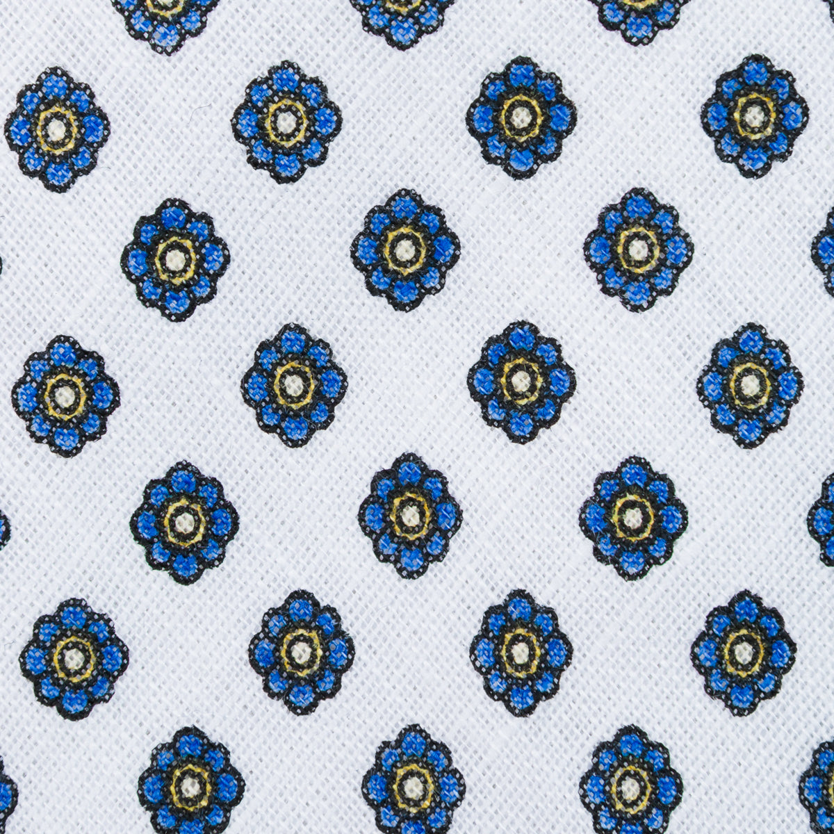 Shibumi-Flower Printed Linen Tie - White - Hand-Rolled