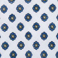Shibumi-Flower Printed Linen Tie - White - Hand-Rolled
