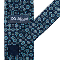 Anniversary Collection - Floral Printed Silk Tie - Navy