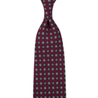 Floral Printed Silk Tie - Burgundy - Hand-Rolled