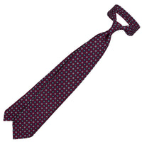 Floral Printed Silk Tie - Burgundy - Hand-Rolled