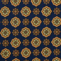 Floral Printed Silk Tie - Navy - Hand-Rolled