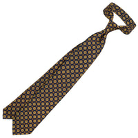 Floral Printed Silk Tie - Navy - Hand-Rolled