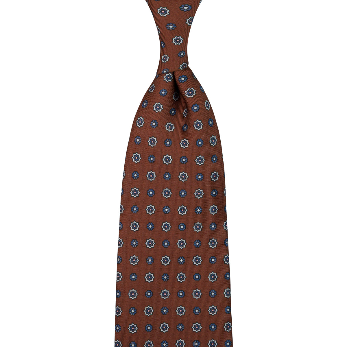 Floral Printed Silk Tie - Beech - Hand-Rolled