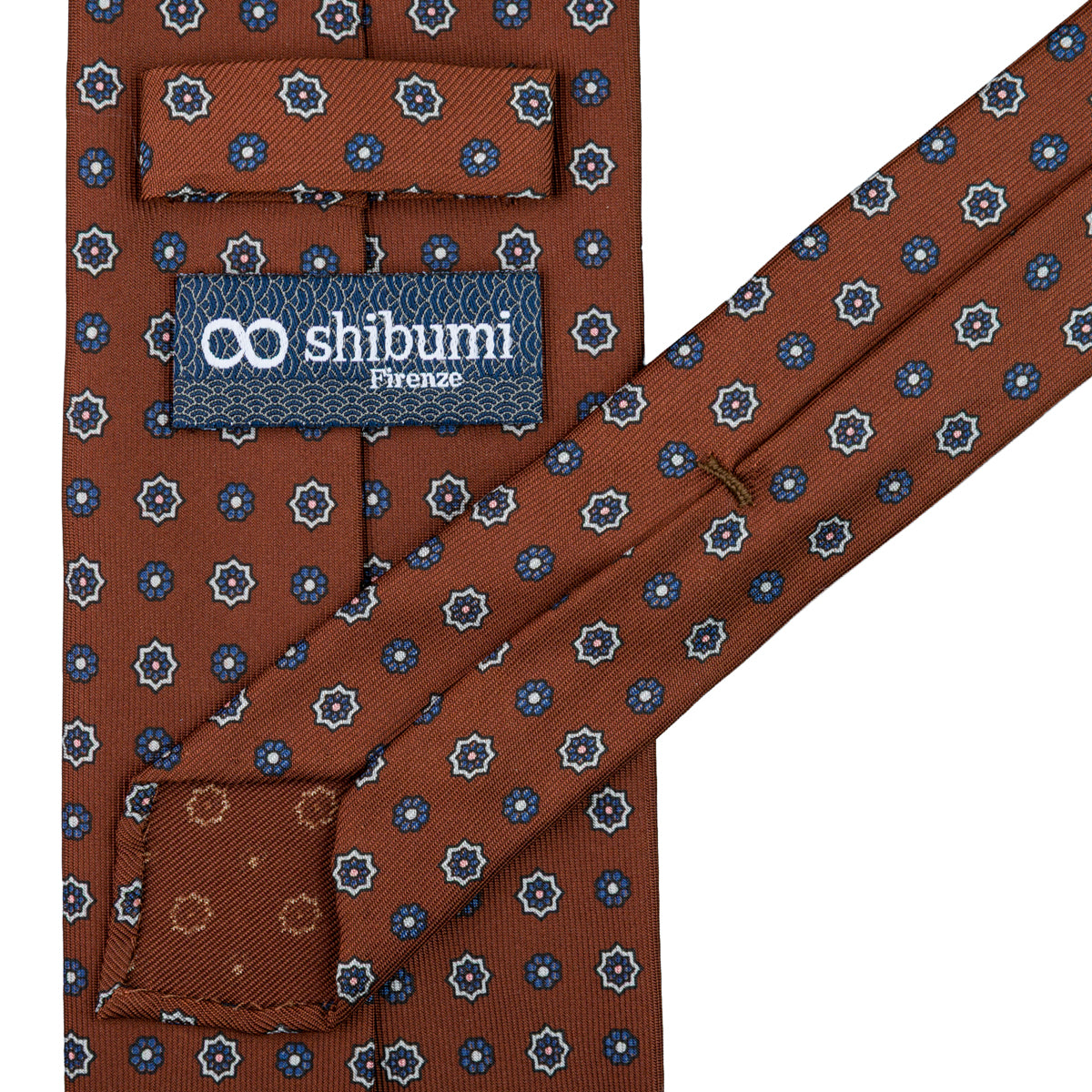 Floral Printed Silk Tie - Beech - Hand-Rolled