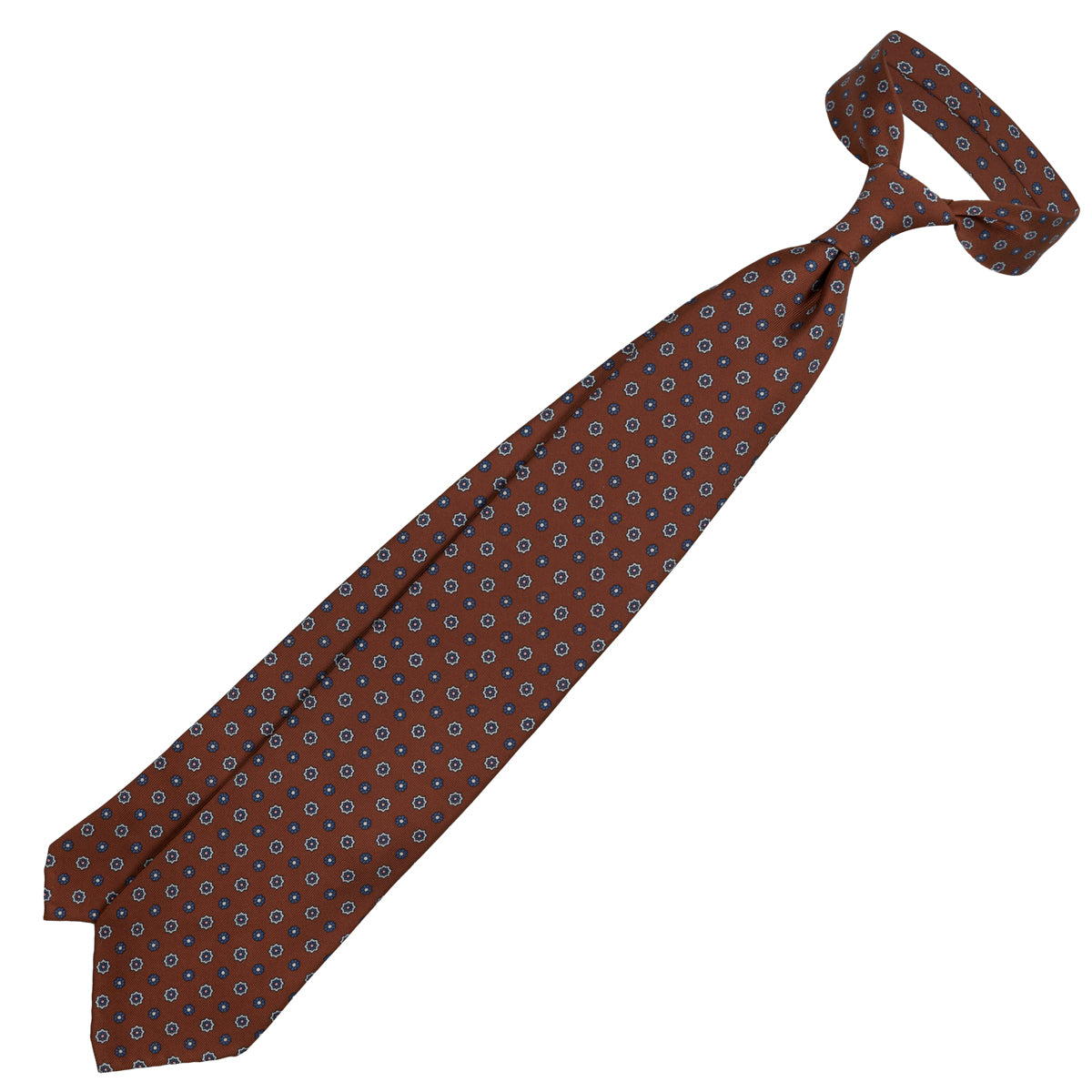 Floral Printed Silk Tie - Beech - Hand-Rolled