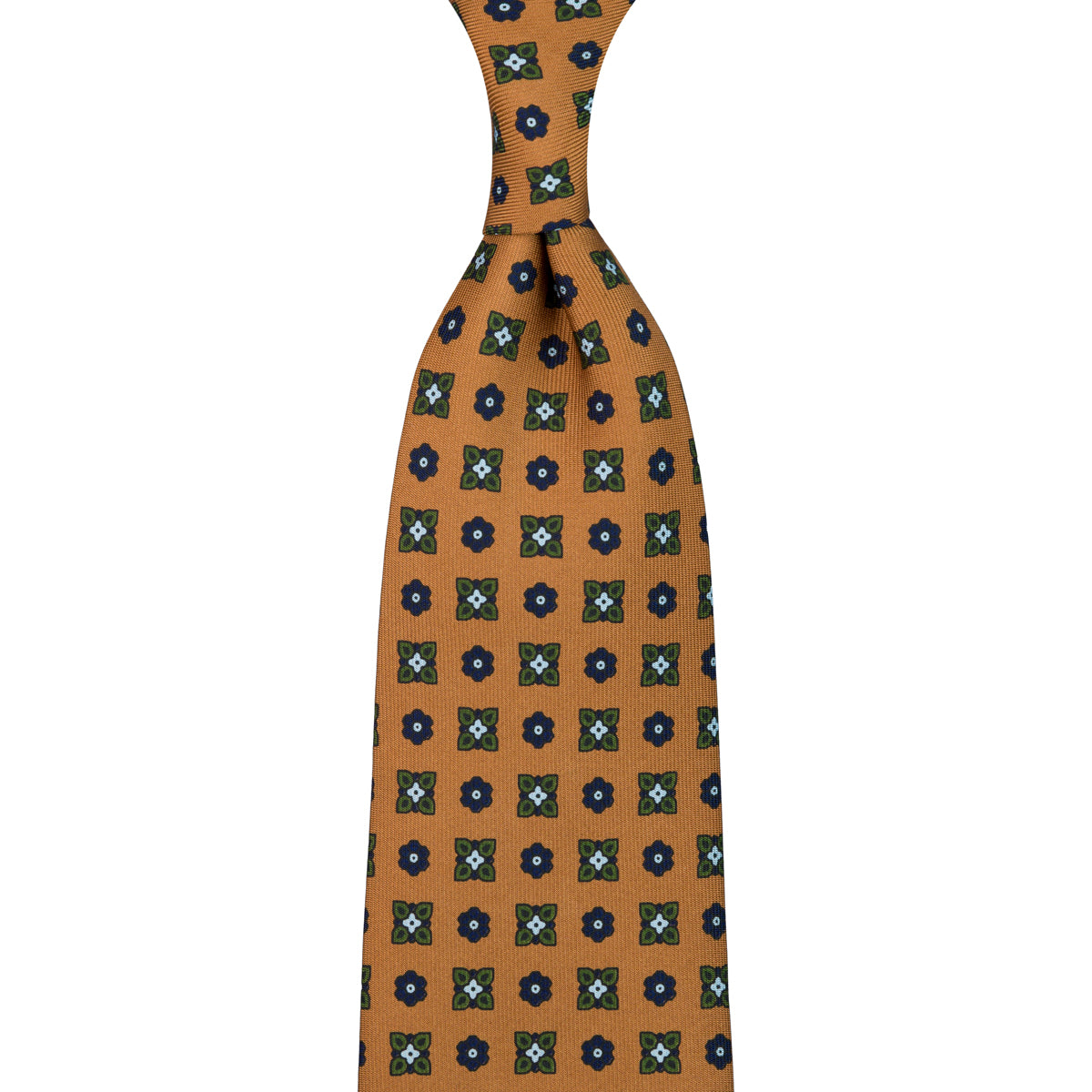 Floral Printed Silk Tie - Honey - Hand-Rolled