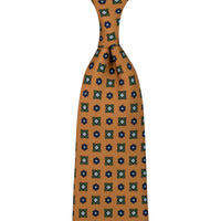 Floral Printed Silk Tie - Honey - Hand-Rolled