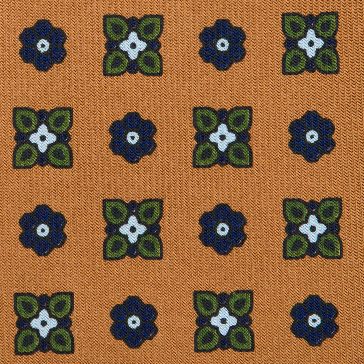 Floral Printed Silk Tie - Honey - Hand-Rolled