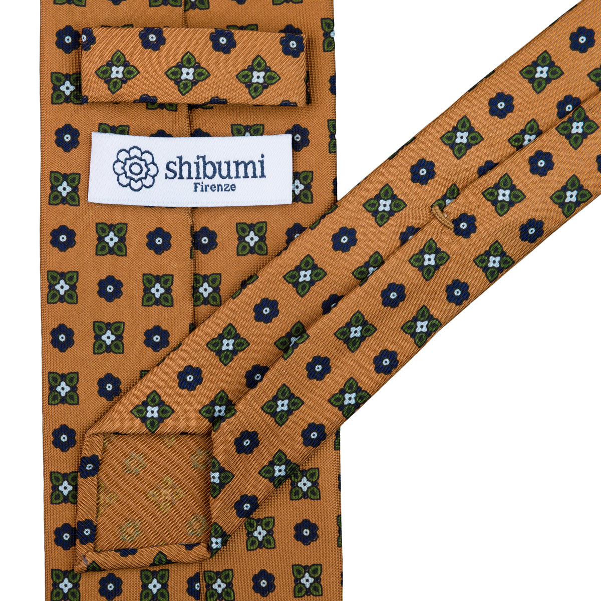 Floral Printed Silk Tie - Honey - Hand-Rolled