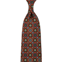Floral Printed Silk Tie - Rust - Hand-Rolled