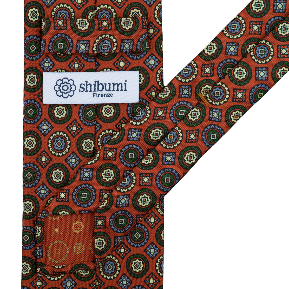 Floral Printed Silk Tie - Rust - Hand-Rolled