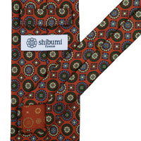Floral Printed Silk Tie - Rust - Hand-Rolled