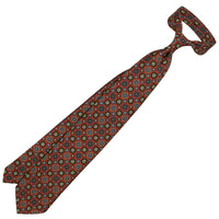 Floral Printed Silk Tie - Rust - Hand-Rolled