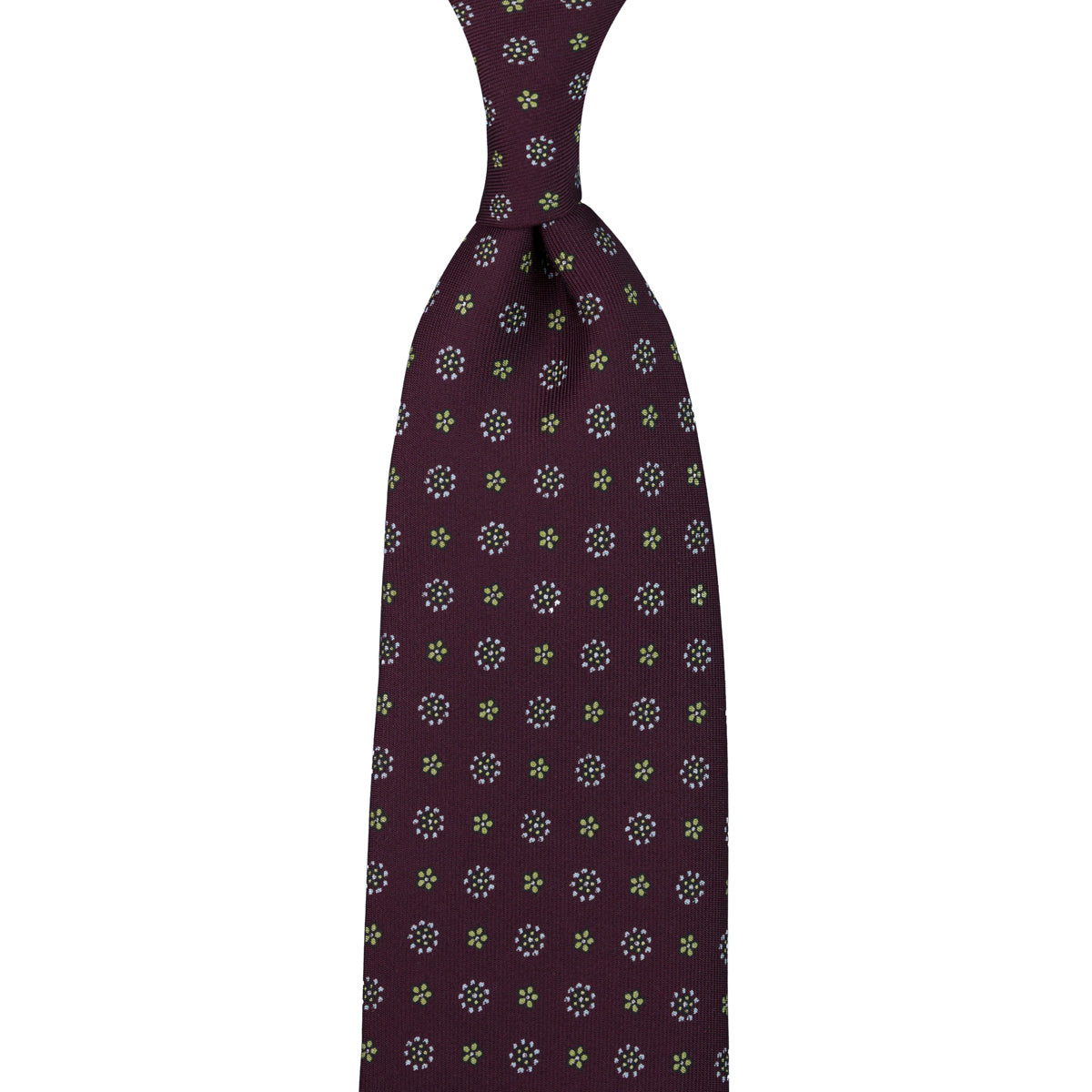 Floral Printed Silk Tie - Eggplant - Hand-Rolled