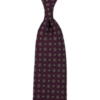 Floral Printed Silk Tie - Eggplant - Hand-Rolled