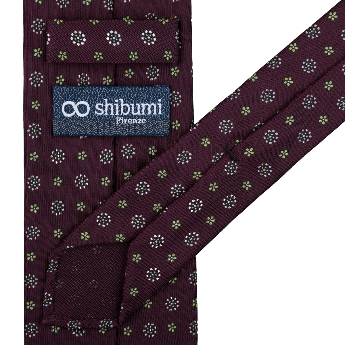 Floral Printed Silk Tie - Eggplant - Hand-Rolled