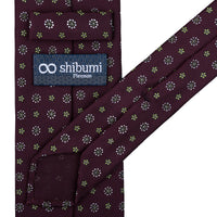 Floral Printed Silk Tie - Eggplant - Hand-Rolled