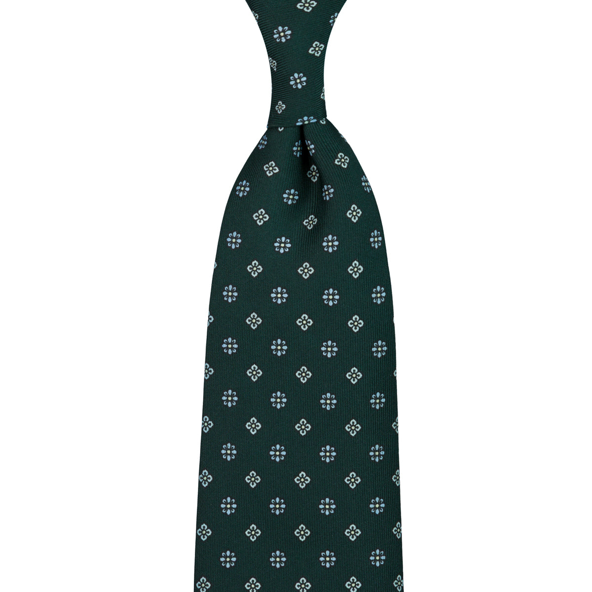 Floral Printed Silk Tie - Madder Green - Hand-Rolled