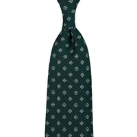 Floral Printed Silk Tie - Madder Green - Hand-Rolled