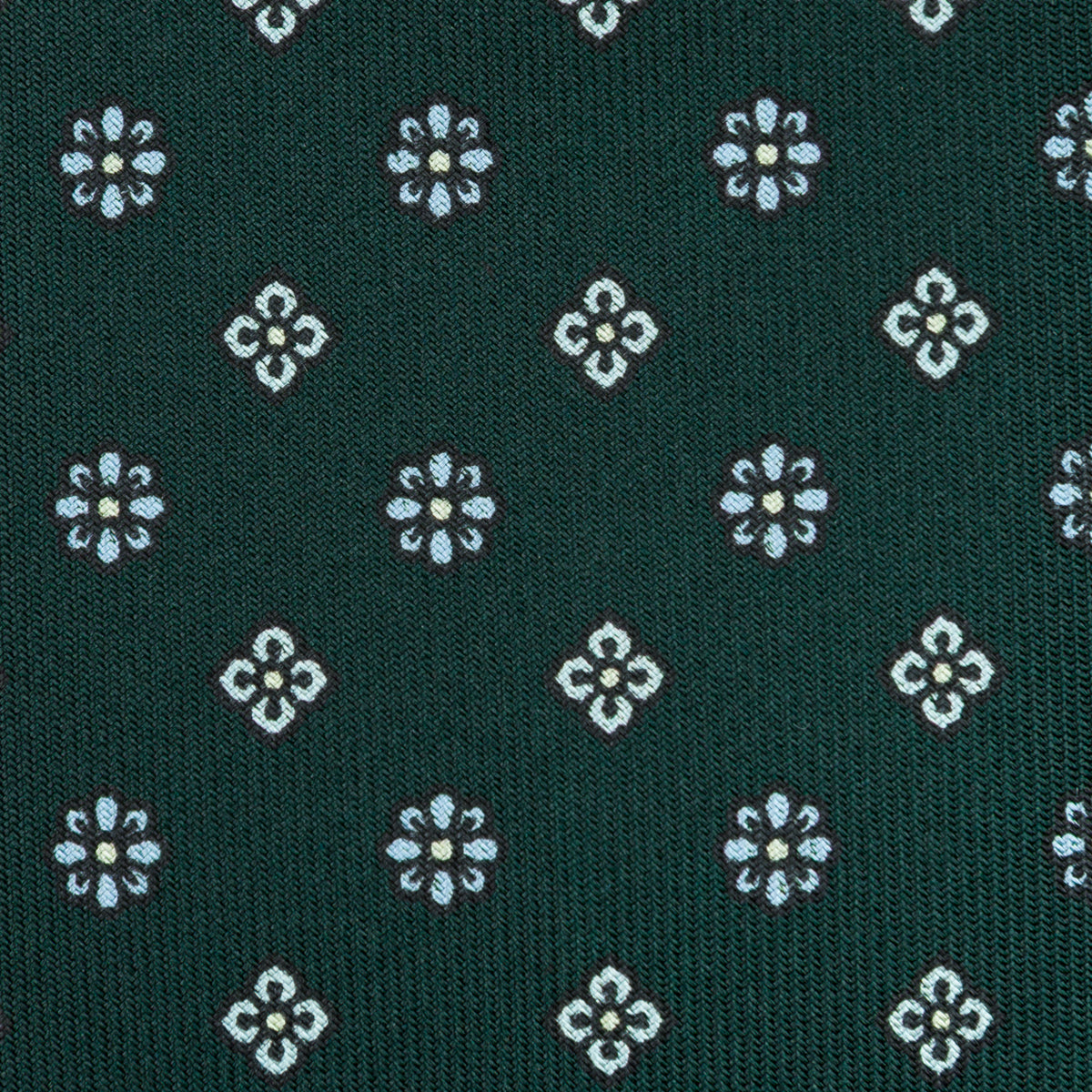 Floral Printed Silk Tie - Madder Green - Hand-Rolled