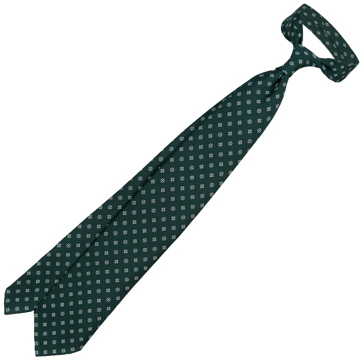 Floral Printed Silk Tie - Madder Green - Hand-Rolled