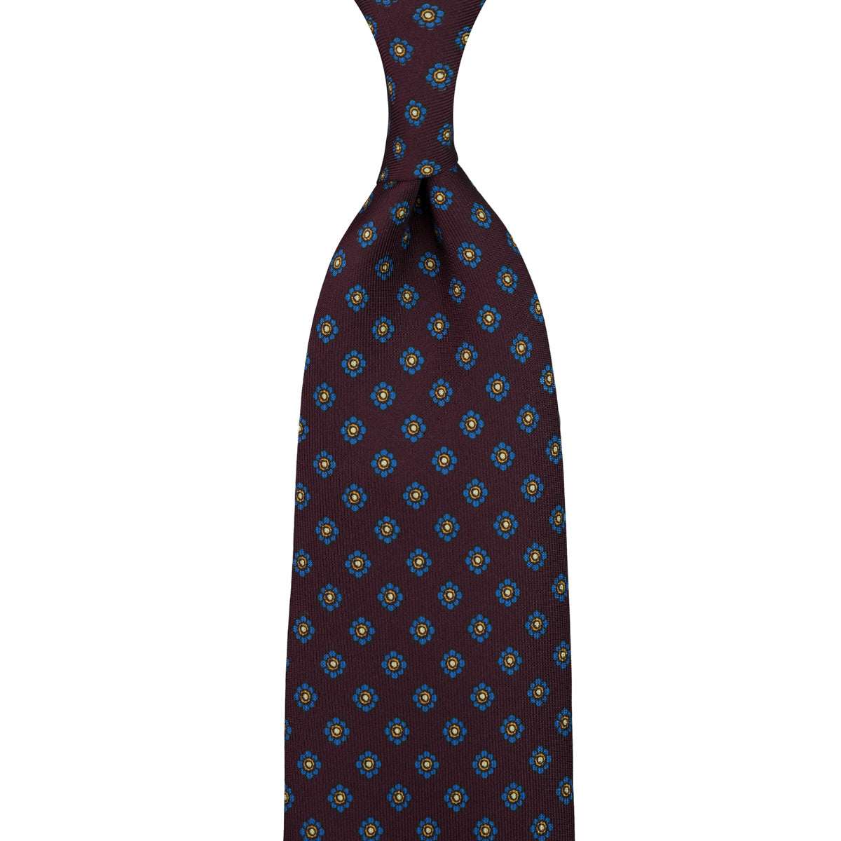 Shibumi-Flower Printed Silk Tie - Eggplant - Hand-Rolled