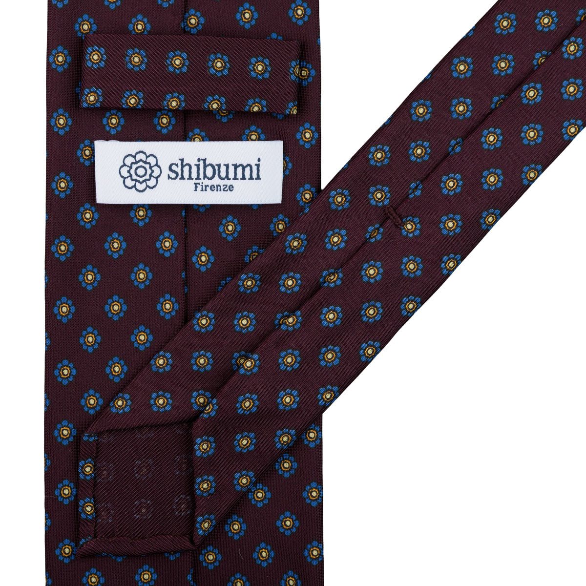 Shibumi-Flower Printed Silk Tie - Eggplant - Hand-Rolled