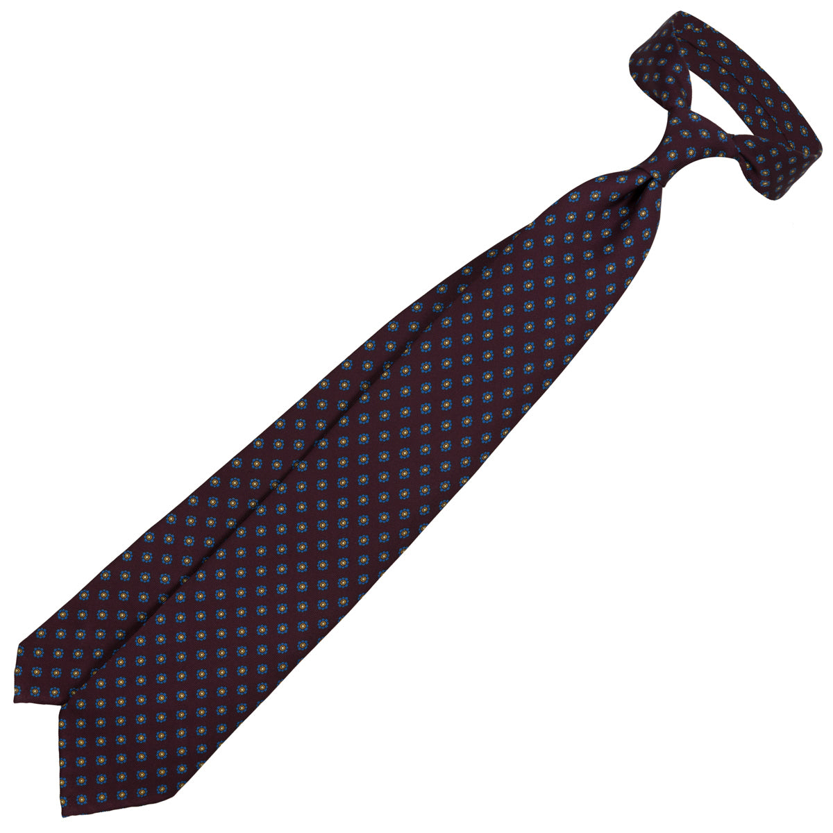 Shibumi-Flower Printed Silk Tie - Eggplant - Hand-Rolled