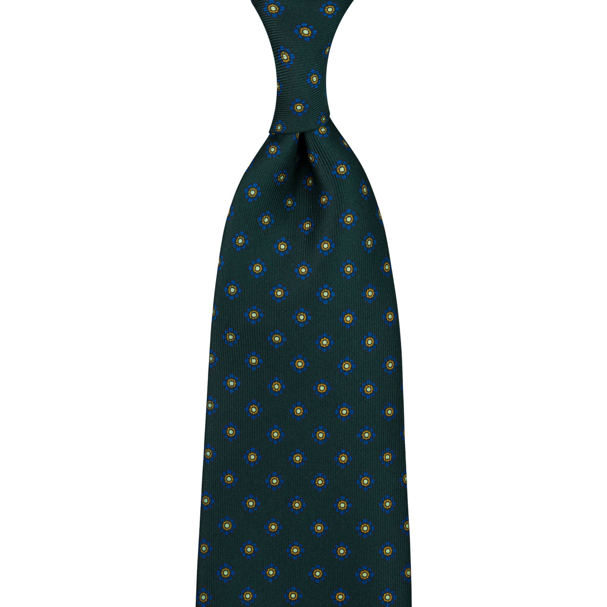 Shibumi-Flower Printed Silk Tie - Madder Green - Hand-Rolled