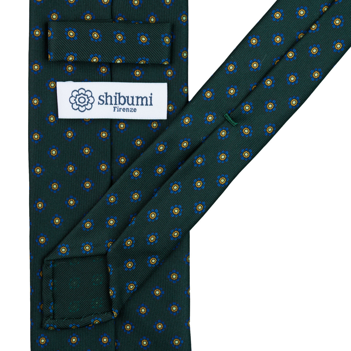 Shibumi-Flower Printed Silk Tie - Madder Green - Hand-Rolled