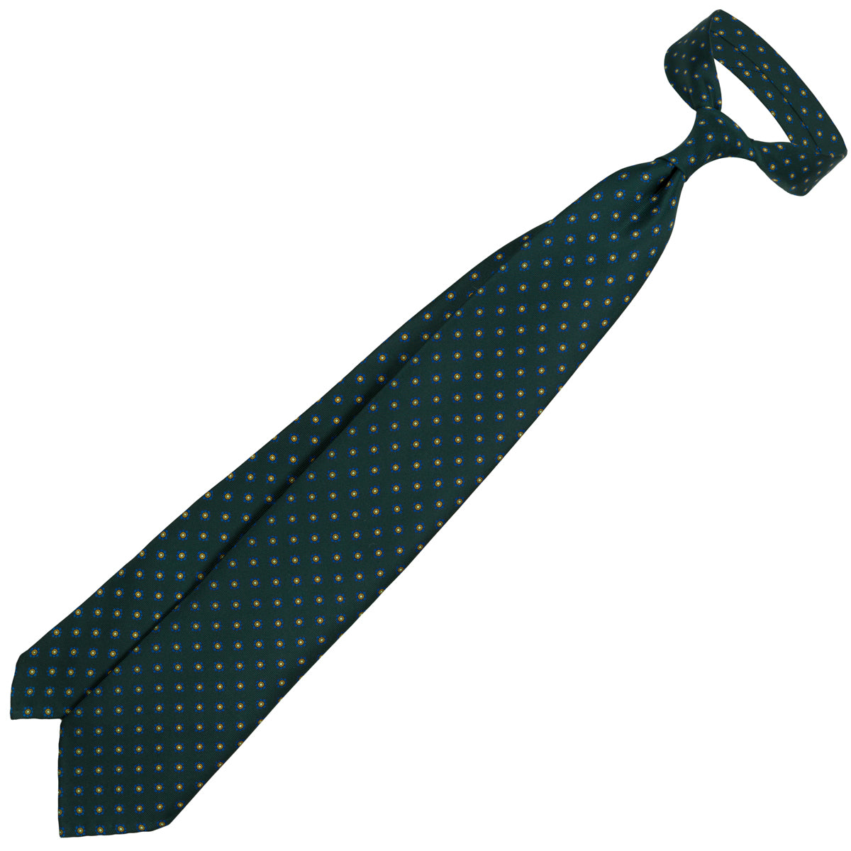 Shibumi-Flower Printed Silk Tie - Madder Green - Hand-Rolled