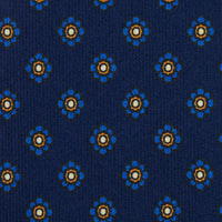 Shibumi-Flower Printed Silk Tie - Navy - Hand-Rolled