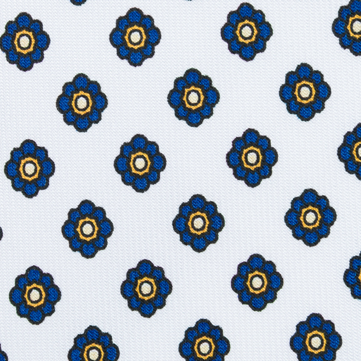 Shibumi-Flower Printed Silk Tie - White - Hand-Rolled