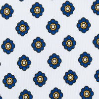 Shibumi-Flower Printed Silk Tie - White - Hand-Rolled