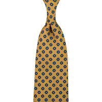 Shibumi-Flower Printed Silk Tie - Khaki - Hand-Rolled