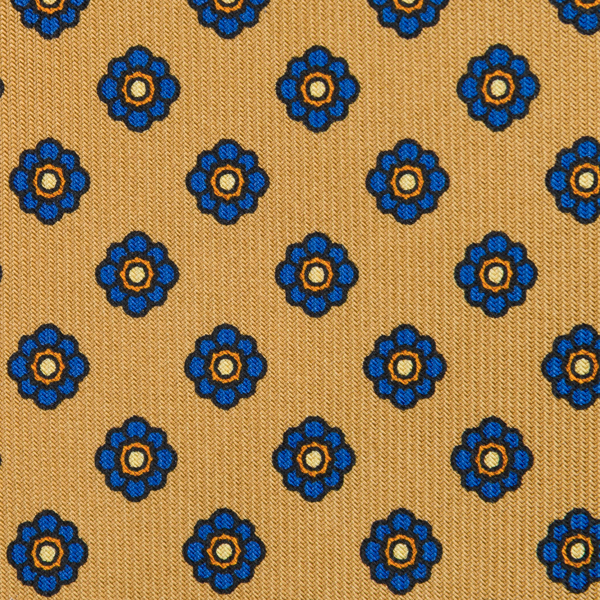 Shibumi-Flower Printed Silk Tie - Khaki - Hand-Rolled