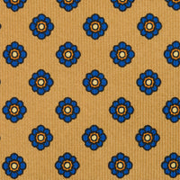 Shibumi-Flower Printed Silk Tie - Khaki - Hand-Rolled