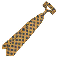 Shibumi-Flower Printed Silk Tie - Khaki - Hand-Rolled