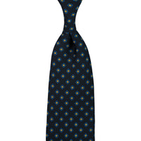 Shibumi-Flower Printed Silk Tie - Black - Hand-Rolled