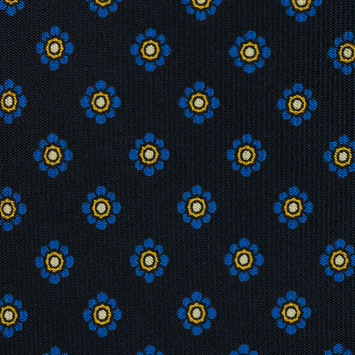 Shibumi-Flower Printed Silk Tie - Black - Hand-Rolled