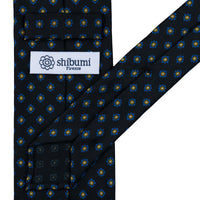 Shibumi-Flower Printed Silk Tie - Black - Hand-Rolled