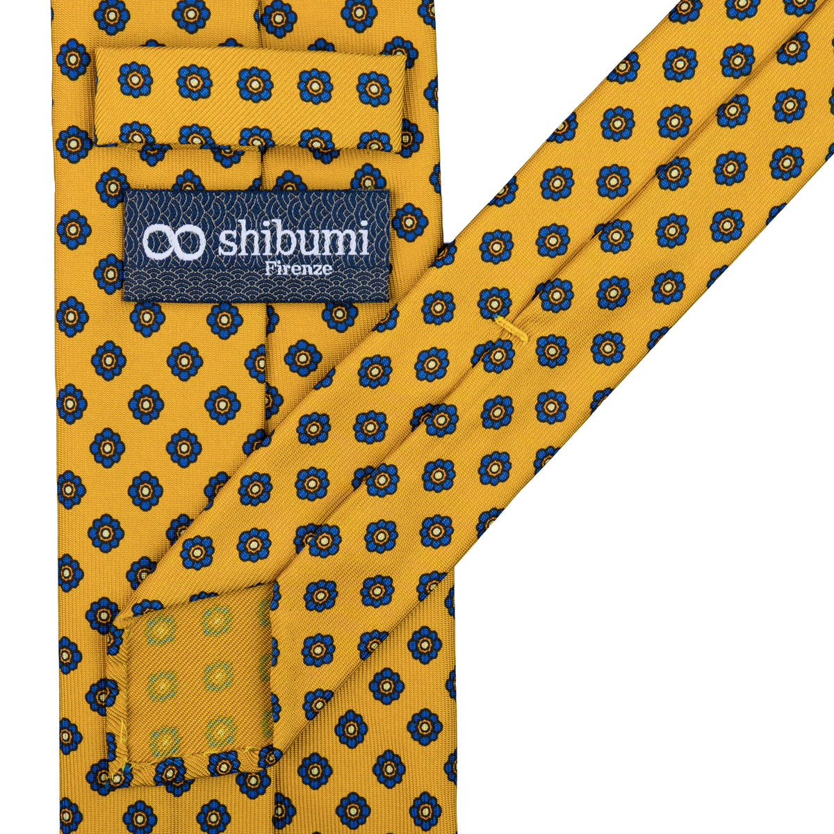 Shibumi-Flower Printed Silk Tie - Corn - Hand-Rolled