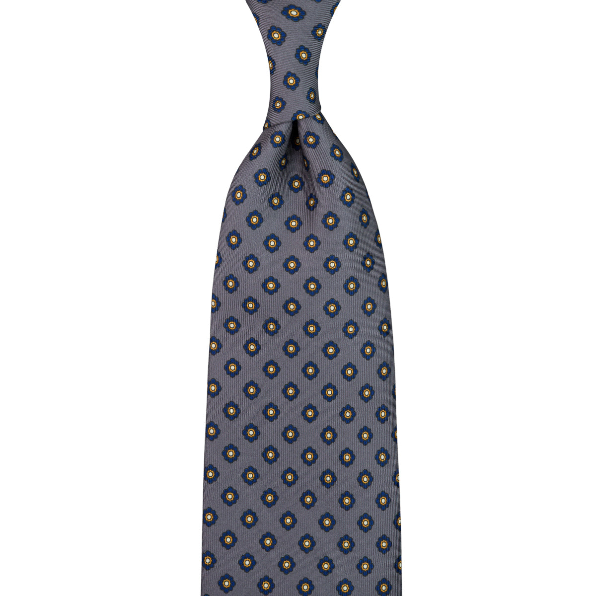Shibumi-Flower Printed Silk Tie - Grey - Handrolled